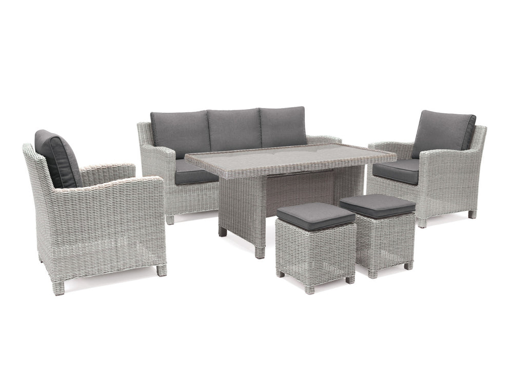 Kettler Palma Sofa Set White Wash with Glass Top Table